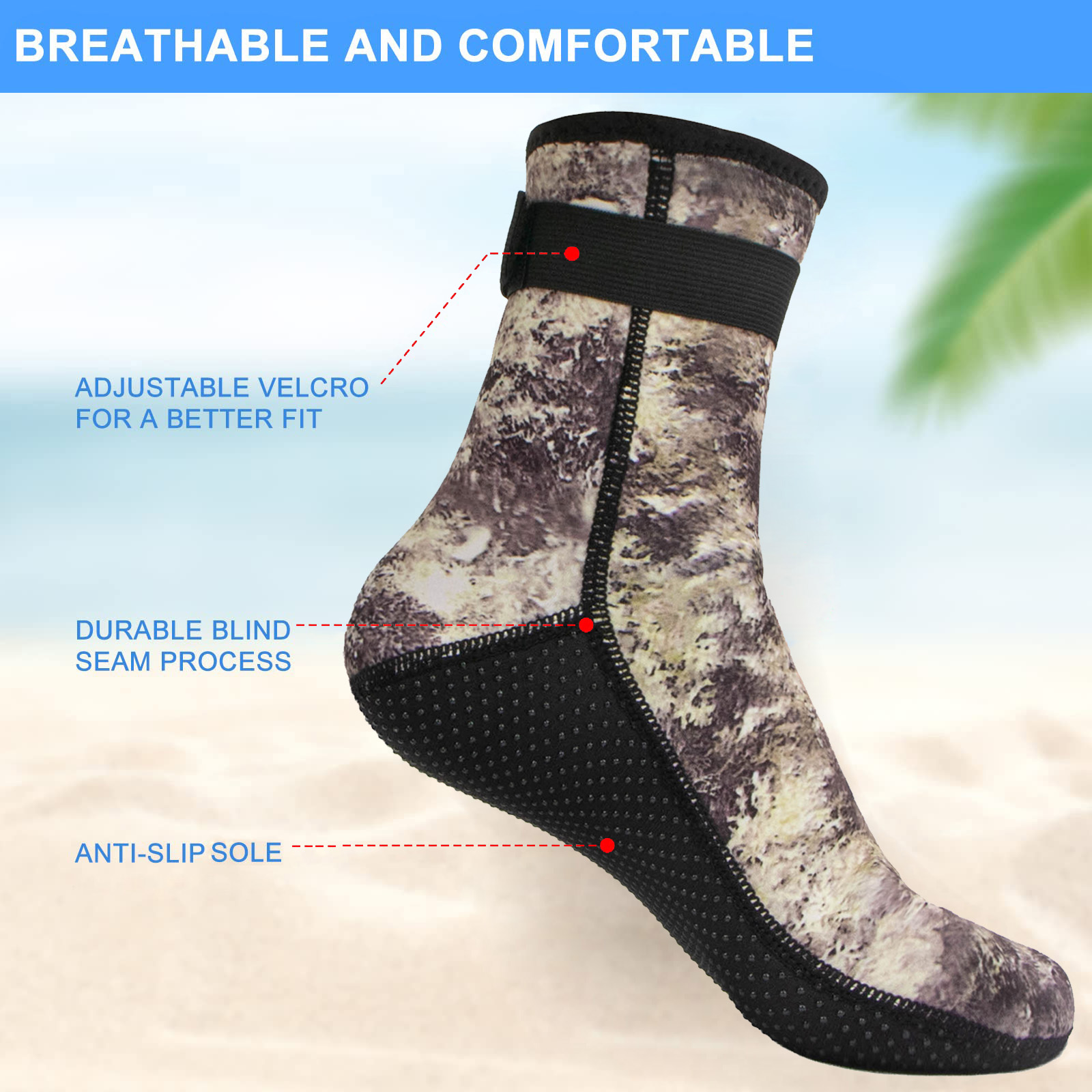 3mm Neoprene Water Socks Divin - Aquatic Sports Shoes 评论和价格